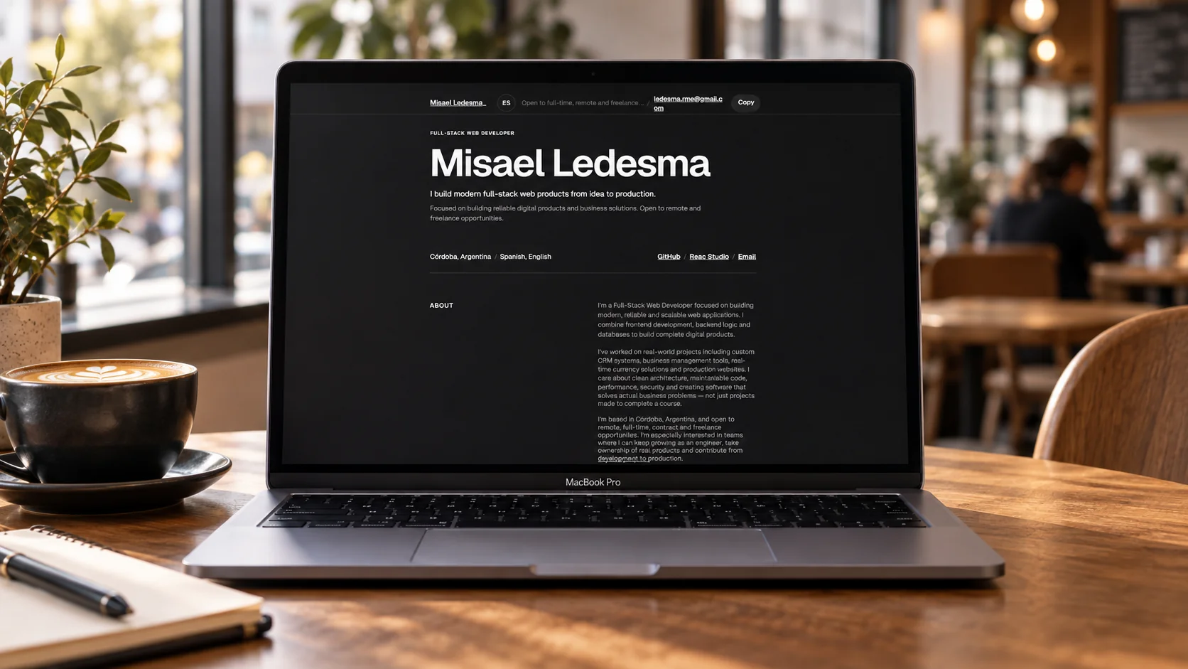 Captura del proyecto Portfolio de Misael Ledesma